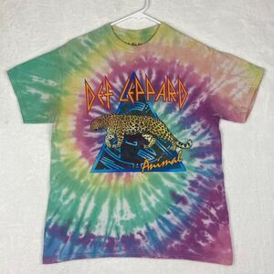 Def Leppard Rock Band Animal Graphic Shirt Adult Medium Tie Dye Short Sleeve